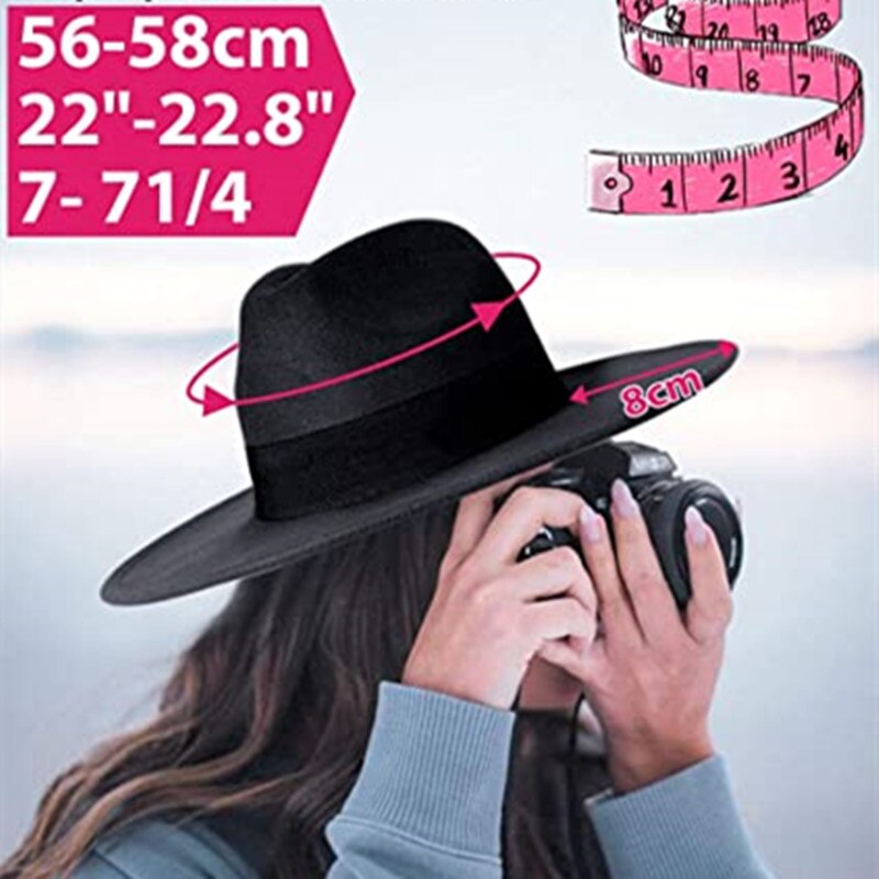 Ademend Effen Kleur Klassieke Zwarte Elastische Fedora Hoed Unisex Wolvilt Jazz Hoeden Mannen Vrouwen Brede Rand Panama Trilby cap