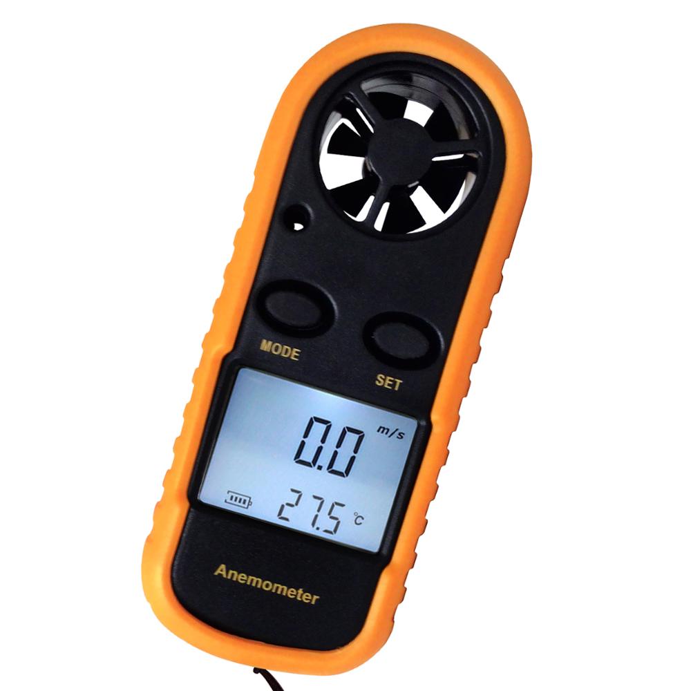 Digital 2-in-1 Mini Anemometer Thermometer Air Wind Flow Speed Temperature Beaufort Meter