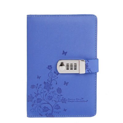 Spiral A5 Notebook Paper Lock Password Code Stationery Products Diary 100 Sheets Office Shcool Supplies Notepad with Lock: Blue