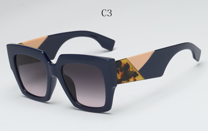 Overdimensionerede firkantede solbriller kvinder mænd luksusmærke solbriller dame retro stor ramme gradien solbriller  uv400: C3 blå