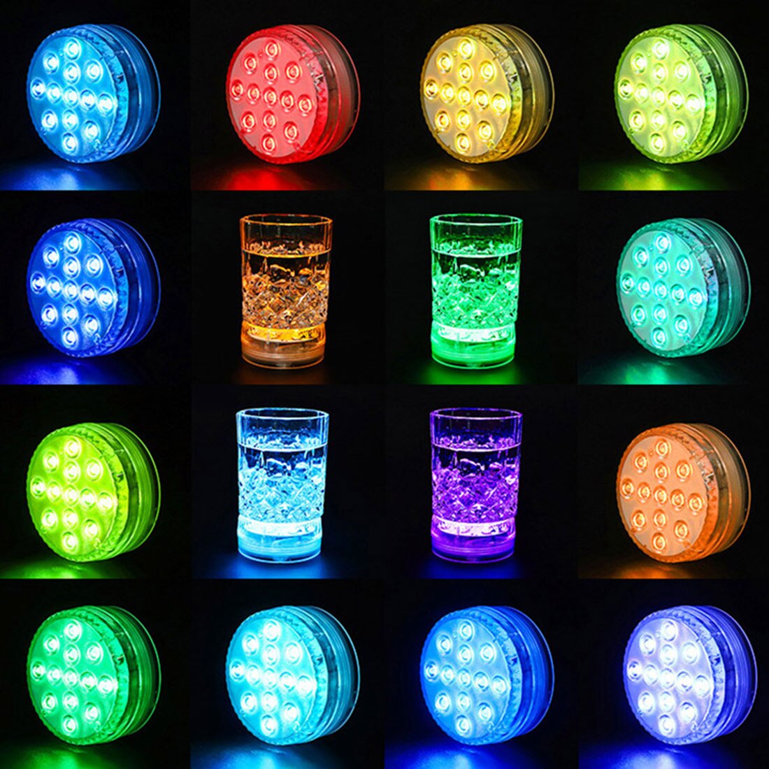 10 LED/13 LED RGB Submersible Light Underwater LED Night Light Swimming Pool Light for Outdoor Vase Fish Tank Pond Disco Wedding