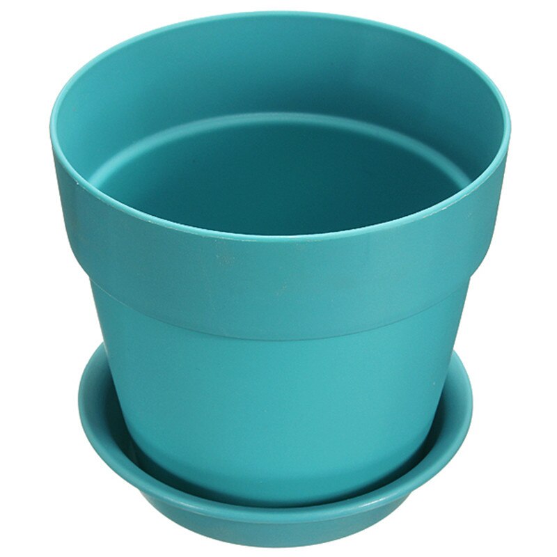 1pcs Resin Plastic Flowerpot With Tray For Garden Indoor Home Decoration Gardening Flower Pots Garden Plants Flower Pot: blue