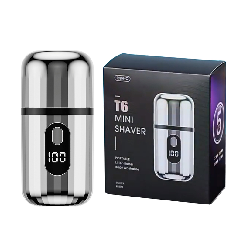 Mini barbeador elétrico portátil para homens, design de cápsula, viagem, uso doméstico, faca de barba elétrica, recarregável por usb, navalha elétrica de bolso: Prateado