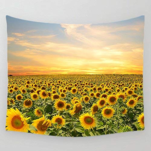Amarillo girasol campo bosque tapiz pared colgante