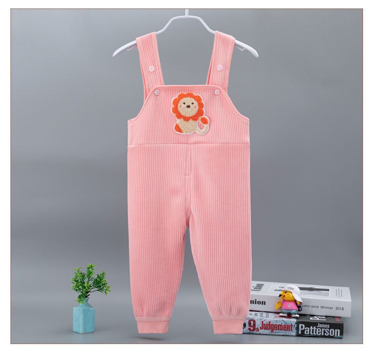 Crianças além de veludo macacão de malha outono inverno bebê bonito dos desenhos animados bib harem calças meninos meninas bolso malha macacões: Azul / 24 m