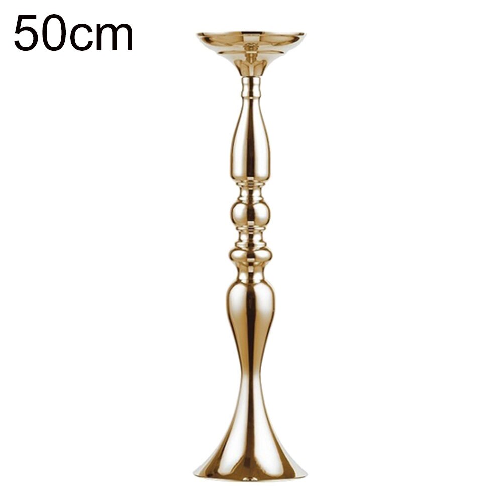 Soporte de Metal para velas, florero de Metal, candelabro de flores, florero de mesa, centro de mesa, estante de flores para eventos, decoración de boda de plomo en carretera: 50cm 1pc Gold
