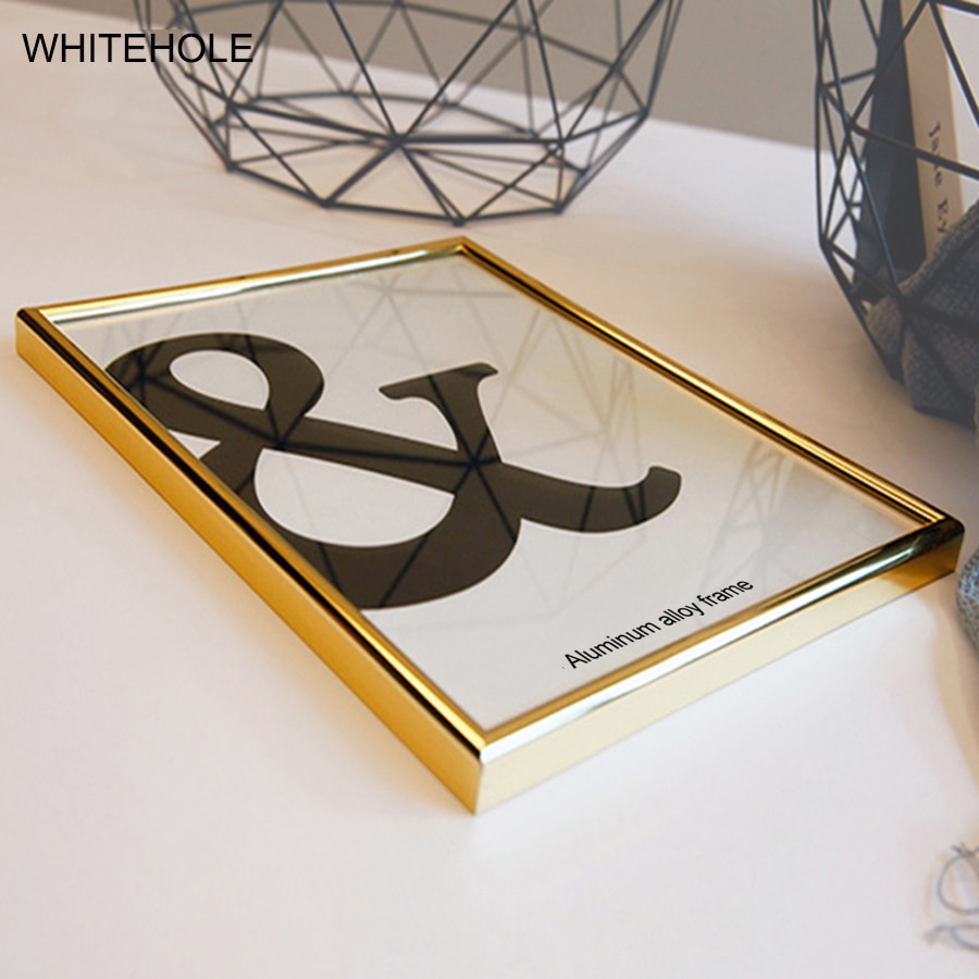Bild Rahmen Metall Goldene Foto Rahmen Klassischen Minimalistischen Schreibtisch Dekor 9x13 13x18 21x30cm pleixglass Innen Zertifikat Rahmen