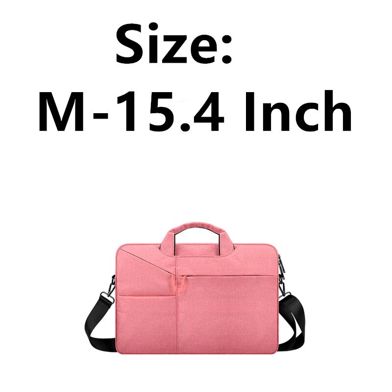 Nowy wodoodporny mężczyzna kobiet 13.3 14 15.6 Cal teczka na laptopa torebka biznesowa o dużej pojemności Messenger Notebook torba na ramię: M-15.4 Inch-Pink