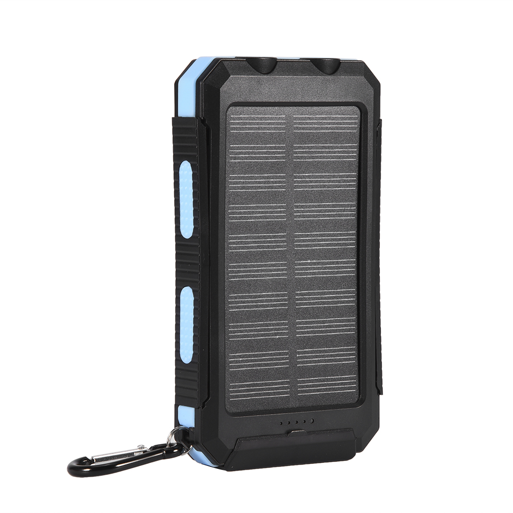 Outdoor Tragbare Solar Power Bank Fall DIY Kit 10000mAh Schnelle Ladung Dual USB Handy Wasserdicht Power Bank Fällen Mit kompass: Blue