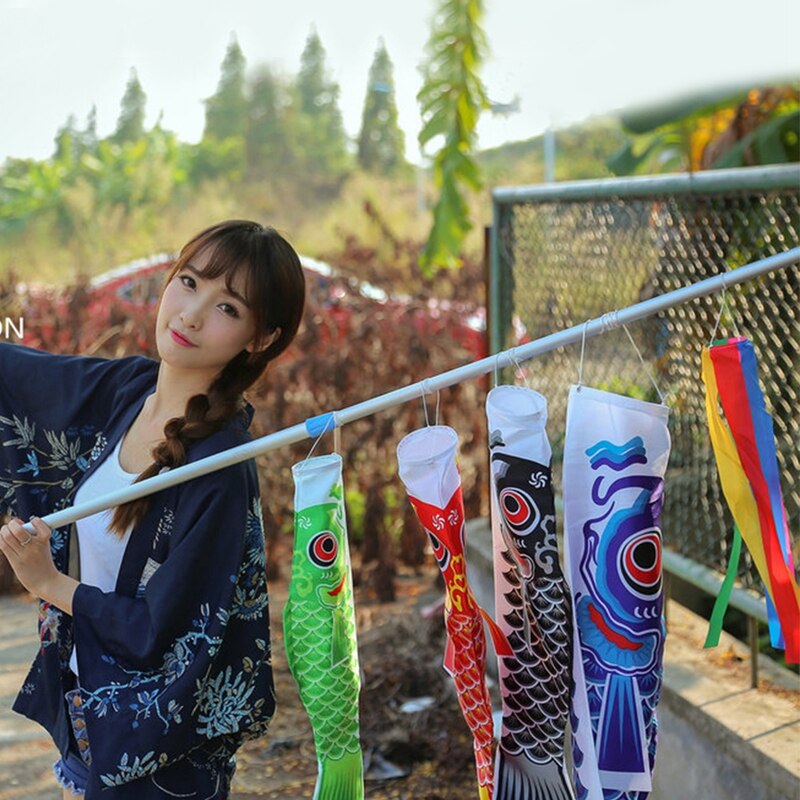 Calcetín de viento de carpa japonesa, Streamer, cometa de bandera, pez de dibujos animados, colorido, viento, Bandera de calcetín, Koinobori, , 55cm