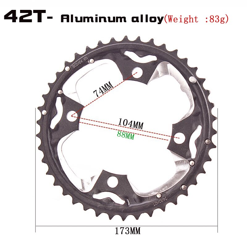 104BCD 22/24/32/42/44T Mountain Bicycle Chainwheel MTB bike crankset Aluminum Narrow Wide Chainring BCD 104