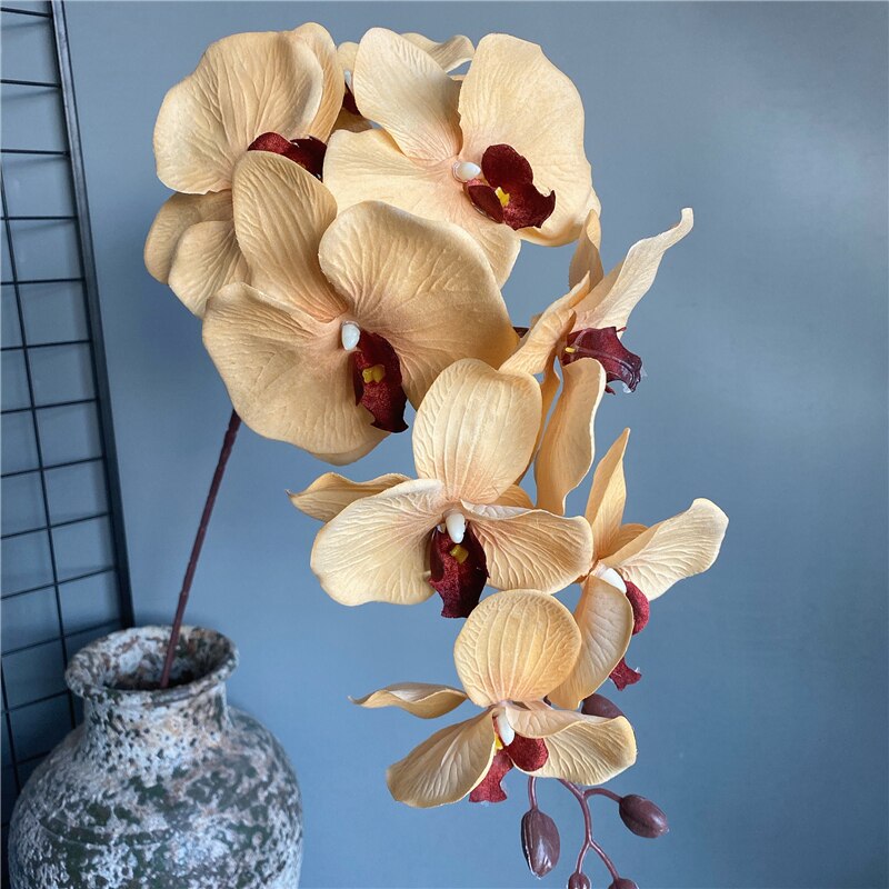 Orquídea Negra grande de 105cm, orquídea, flor de seda Artificial, Phalaenopsis para boda, jardín, decoración de habitación, flores artificiales: H