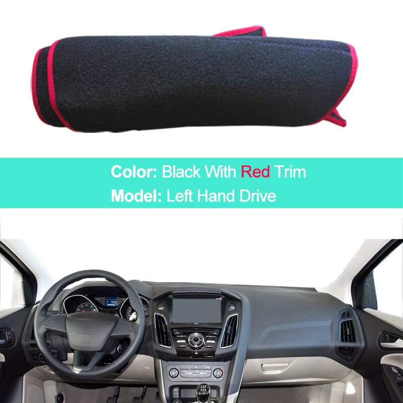 Cubierta de salpicadero interior de coche, alfombra, capa, almohadilla, para Ford Focus Titanium SE Electric S SEL , , , , , , 2 capas: LHD Red