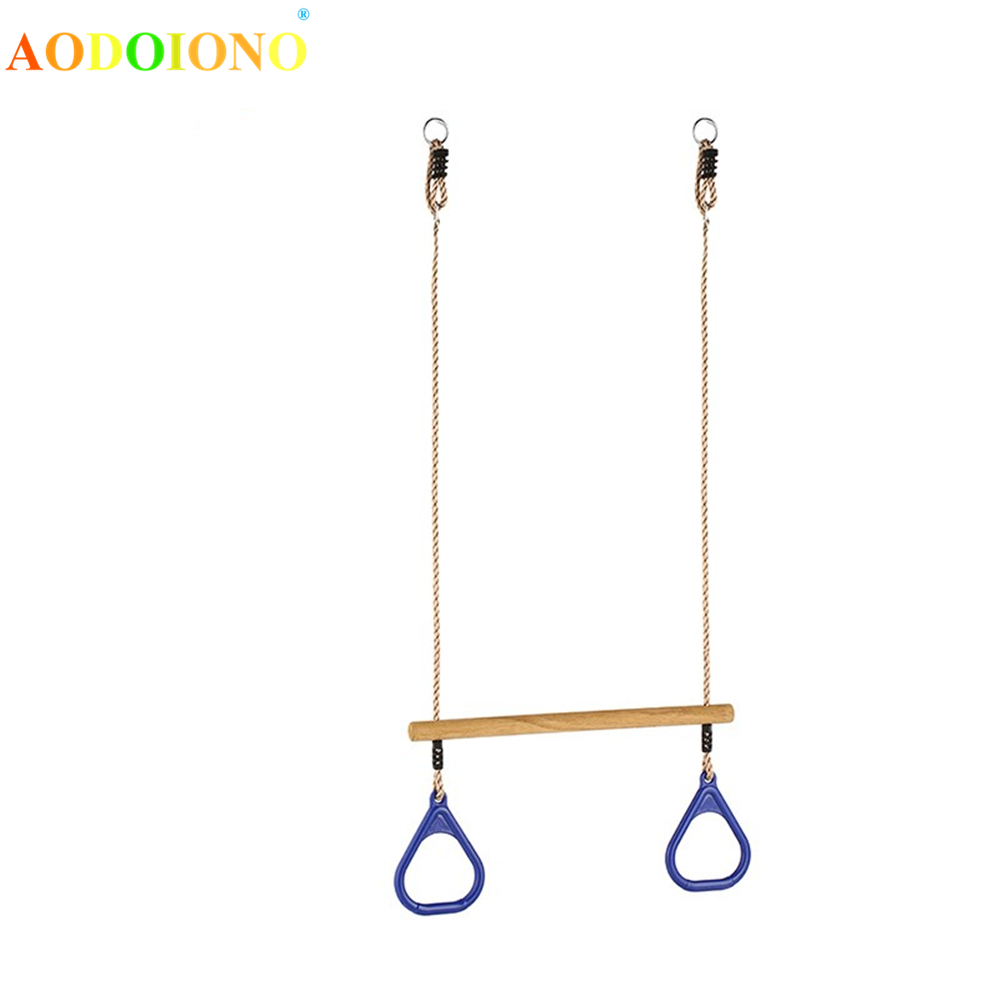 Children Kids Playground Flying Gym Rings Swing Flying Pull Up Ring Sports Outdoor Indoor Gym Swing Playing Games: Blue