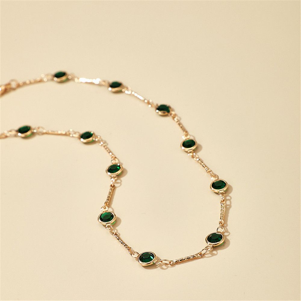 Tredny Green Rhinestone Ketting Choker Ketting Voor Vrouwen Goud Kleur Lichtmetalen Metalen Handgemaakte Sieraden Accessoires Kraag 2022