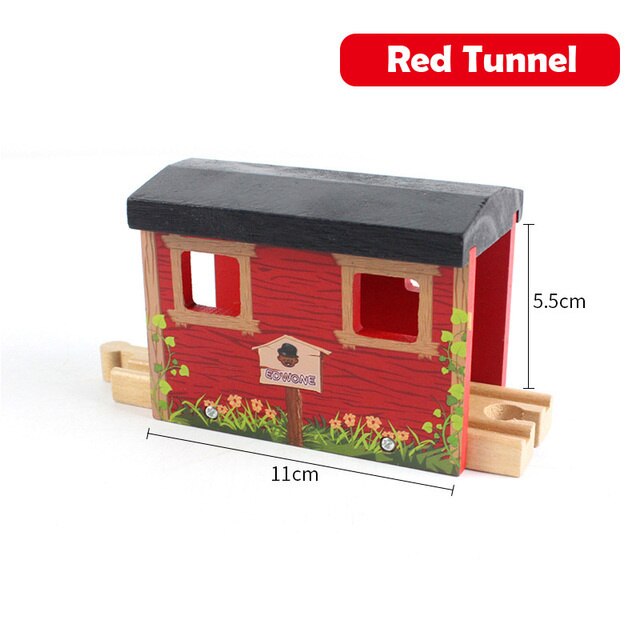 Wooden Train Tracks Scene Accessories Wooden Double Platform Gas Station Airplane Airport Educational DIY Toys For Children: No.15