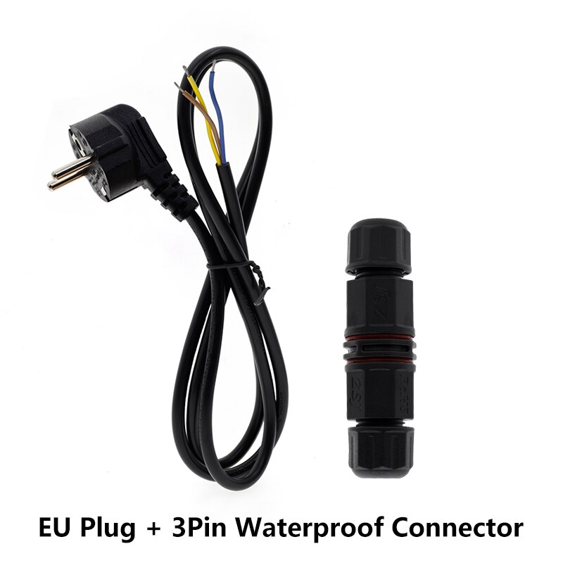 EU US UK AU Plug Power Wire with 3 Pin Waterproof Connector Electrical Cords 1.5 Meters AC DC Black Power Supply Extension Cable