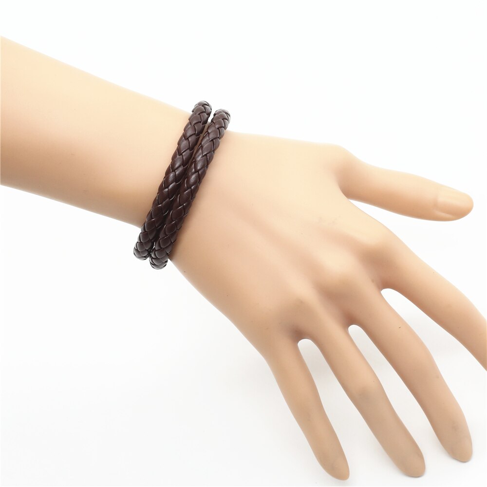 50 pçs/lote Moda Envoltório Handmde Corda Trança Tecer Feminino Femme Homme Masculino Homens de Couro PU Pulseira Para As Mulheres de Jóias por atacado