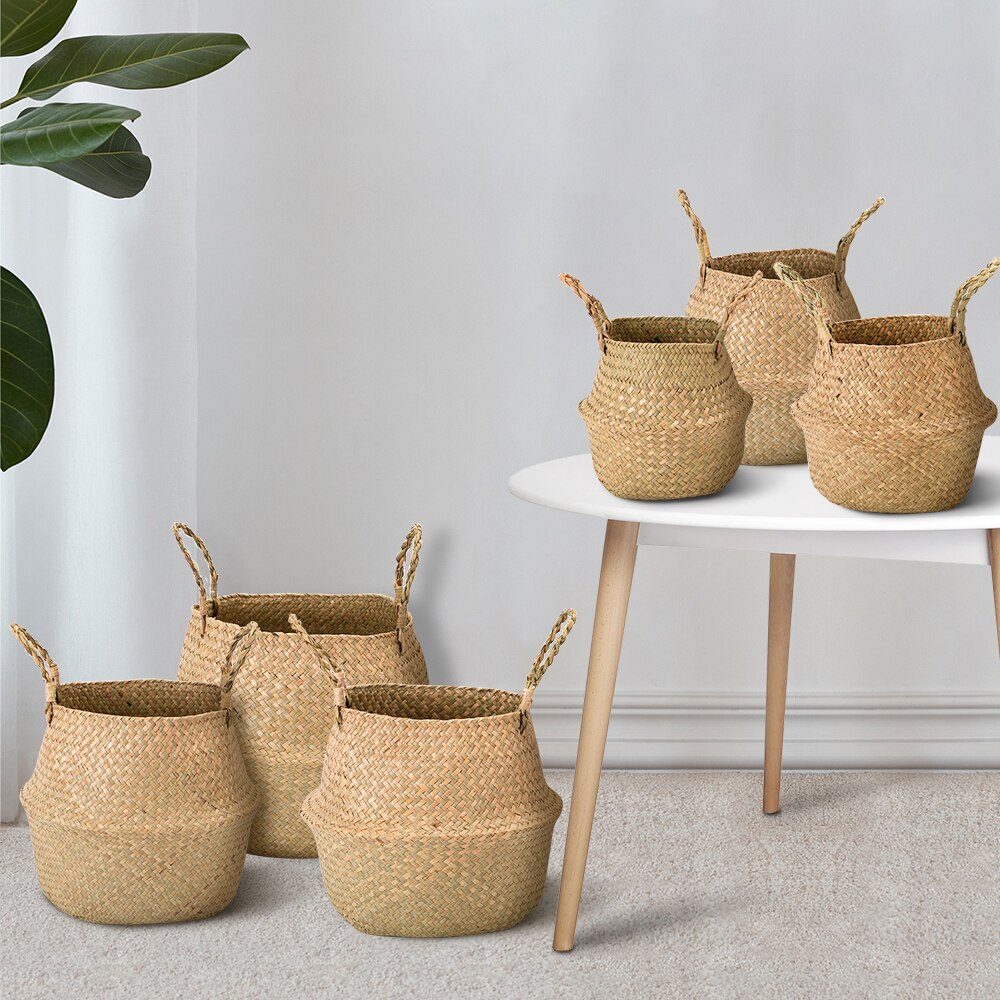 Wicker Storages Basket Flower Baskets Laundry Storage Decorative Basket Rattan Flower Pot Garden Planters Household Organizer