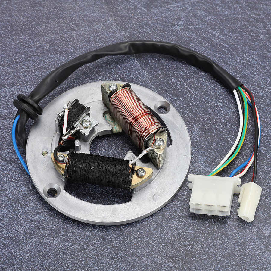 Magneto Stator Coil Double Coil Ignition Magneto Stator Plate Accessory Fit for Yamaha PW80 Motorcycle Bike Magneto Stator Plate