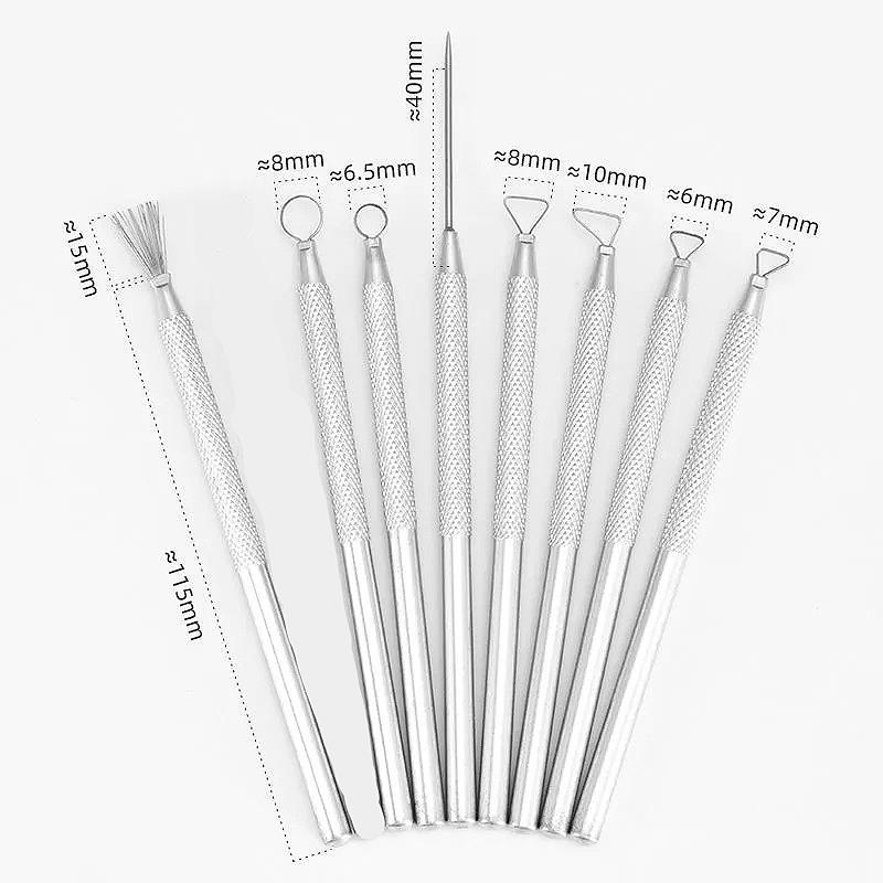 1/8Pcs Texture Ceramics Detail Sculpting Tools Polymer Clay Brush DIY Pottery Modeling Hole Punch Clay Sculpture Tool: Light Grey