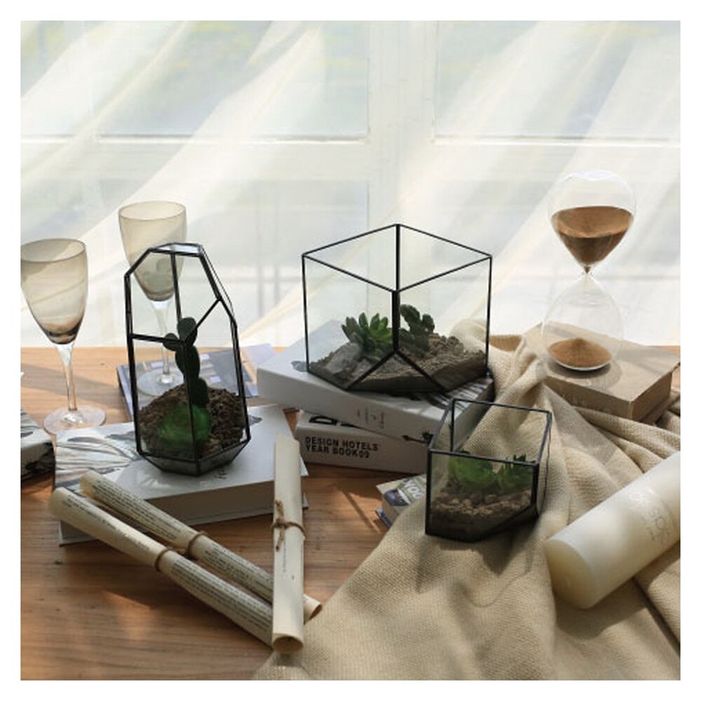 Glass terrarium Cube Fairy garden house greenhouse flowerpot size S
