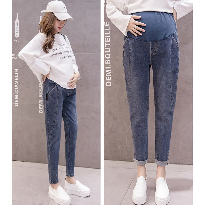Løse denim jeans barsel haren bukser bukser til gravide kvinder tøj vintage kæreste graviditet jeans stretch bukser
