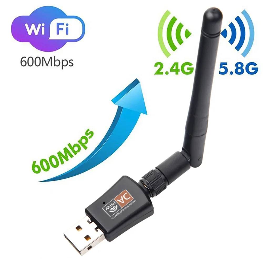 600Mbps USB wifi Adapter Dual Band 2.4GHz 5GHz WiFi with Antenna PC Mini Computer Network Card Receiver