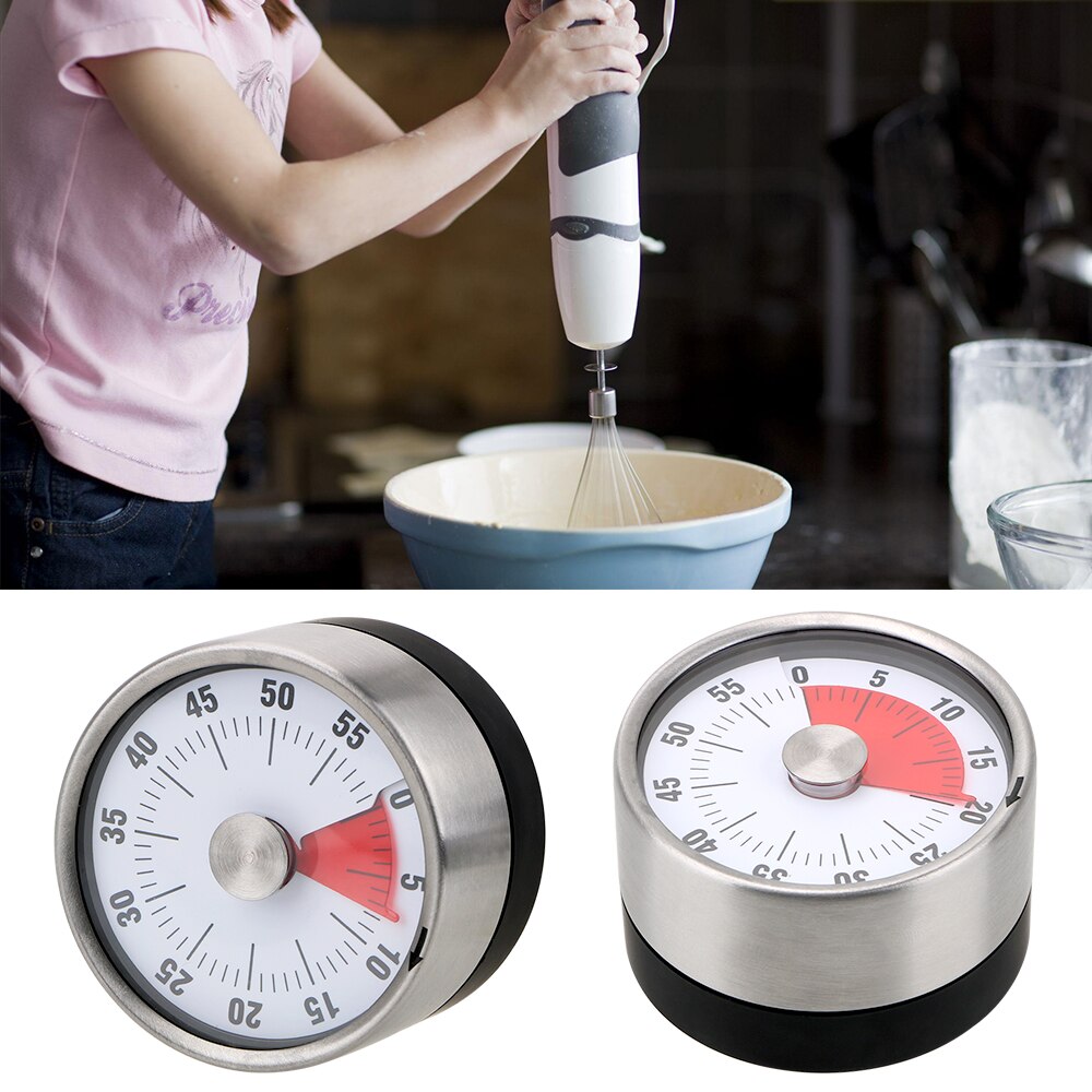 Kitchen Timer Time Reminder 60 Minutes Magnet Round Shape Kitchen Tools Countdown Alarm Reminder Mechanical Cooking Timer