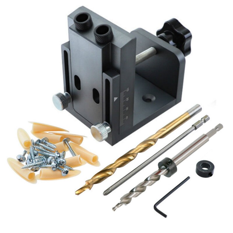 Juego de plantilla de pasador para guía de taladro, carpintería, maestro con manga de perforación para carpintería, Kit de herramientas con agujero de bolsillo para perforación: SET B