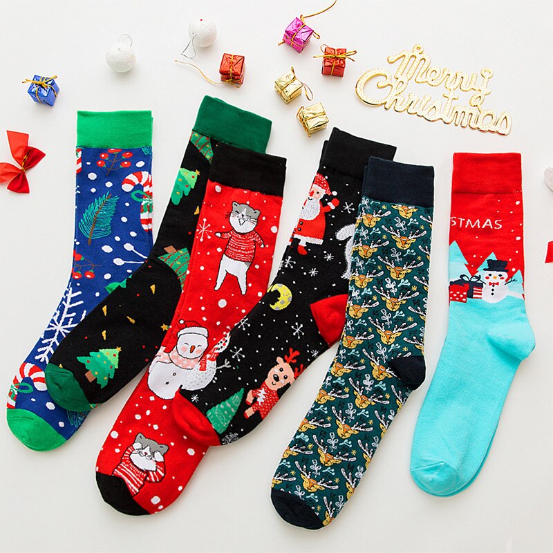 Christmas Socks Happy Socks Men Women Funny Santa Claus Christmas Tree Snow Elk Cotton Harajuku Year