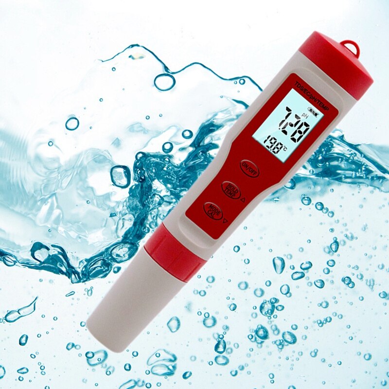 Water PH Tester 4 in 1 Function PH TDS EC Temp Digital Water Tester Monitor Meter Test Pen