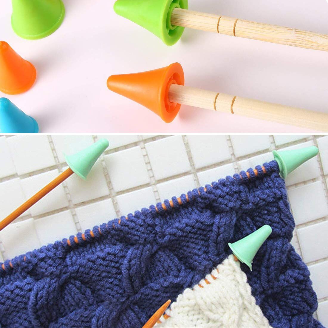 10pcs Rubber Cone Shape Knit Knitting Needles Cap Tips Point Protectors 2 Sizes For Knitting Craft Sewing Accessories