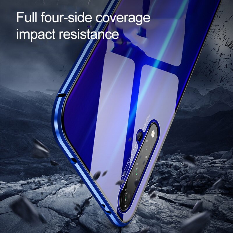 Magnetic case For huawei nova 5t 5 t t5 yal-l21 Double Sided glass phone cover honor 20 pro case nova5T Metal Adsorption fundas