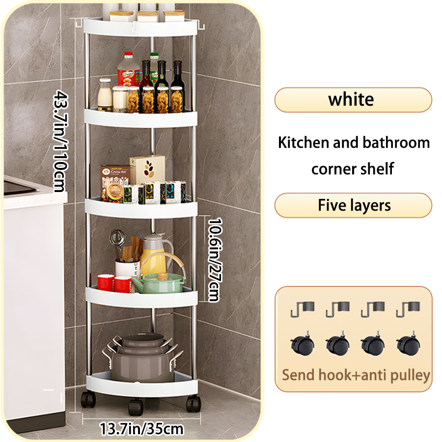 Support de rangement triangulaire pour salle de bain et cuisine, rangement d'angle, petit support de rangement pour chariot à roue universelle sur pied: MULTI
