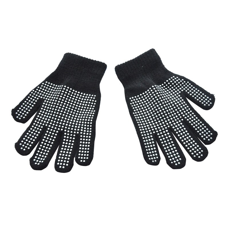 Guanti antiscivolo caldi invernali per bambini particelle di punti per 3-7 anni guanti da equitazione per bambini e ragazze guanti in maglia tinta unita: Black