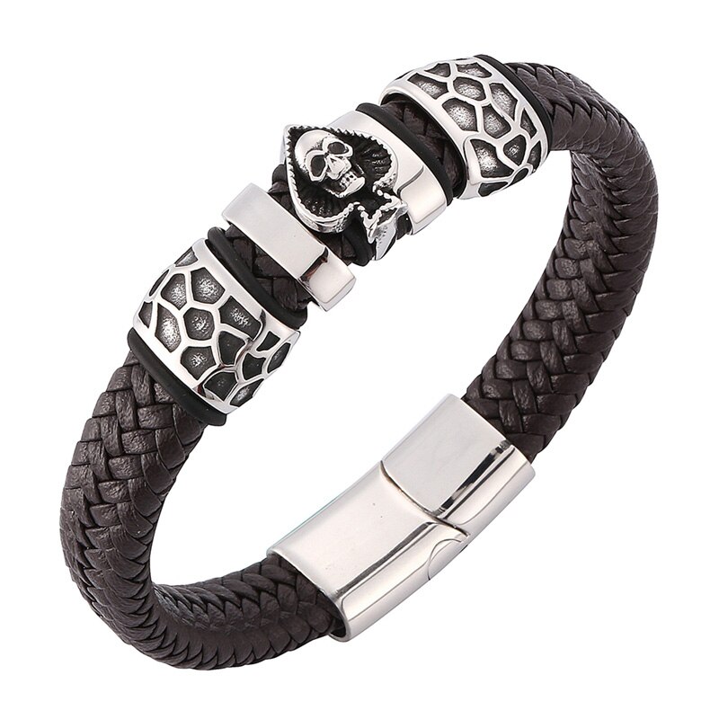 Heren Viking kompas lederen gevlochten armband - Nordic roestvrij staal rune kralen enkellaagse polsband - paar vintage Keltische triquetra knoop amulet sieraden (kleur: Keltische knoop, maat: 22 cm