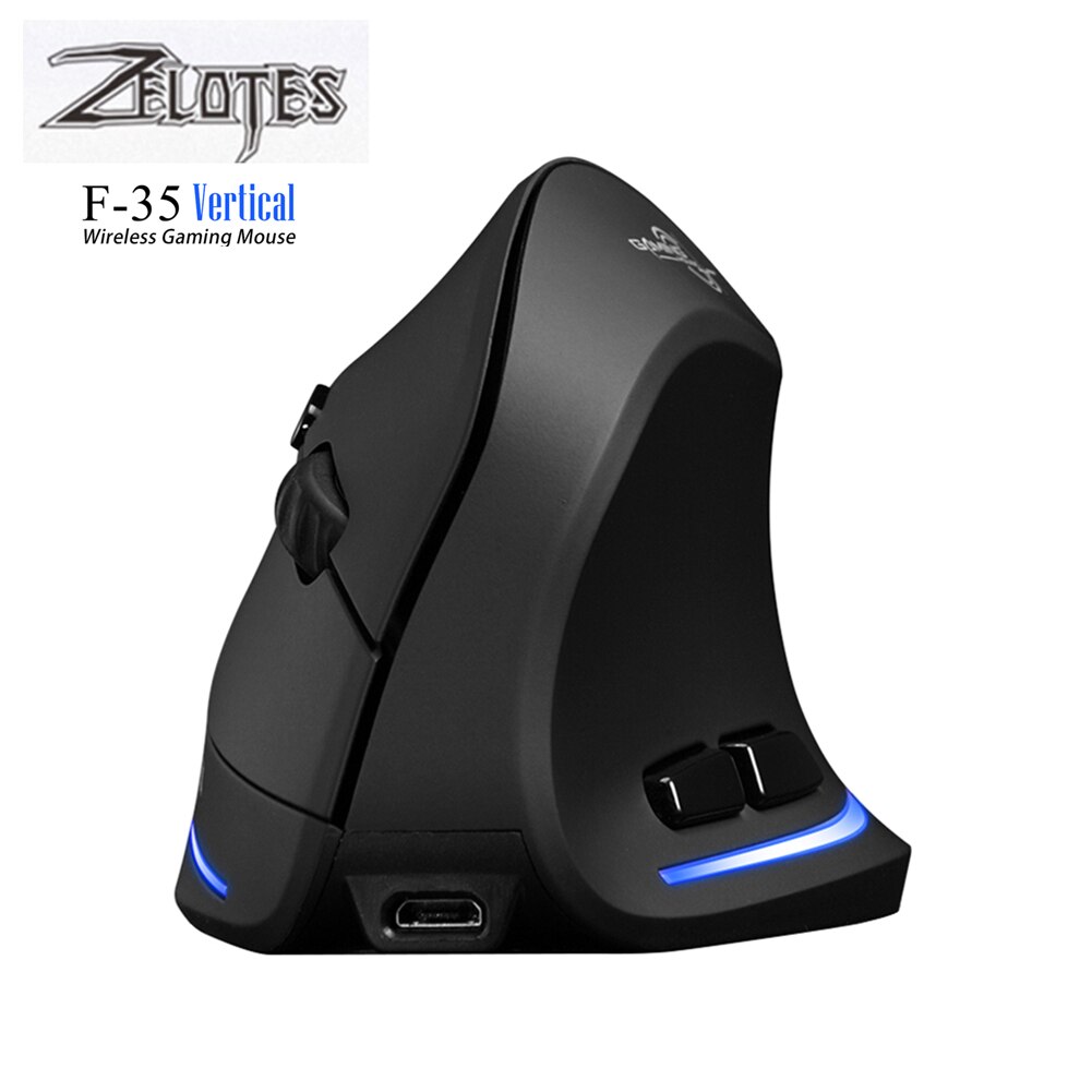 ZELOTES F-35 2.4GHz Vertical Wireless Mouse 2400DPI 6 Buttons Ergonomic Optical Computer Gaming Mouse Gamer Mice For Laptop PC: F-35 Wireless Mouse