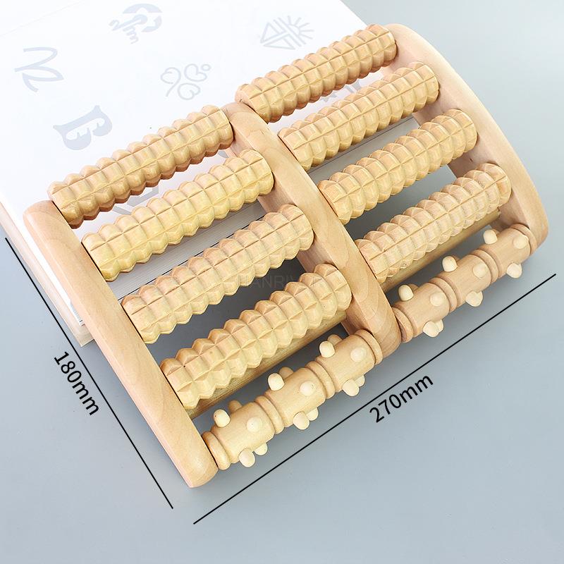 Holz Fuß Massage Walze Big Fünf-row Holz Fuß Massager Stimuliert Akupunkturpunkt Füße Plantarfasziitis Roller Reflexzonenmassage: Elfenbein