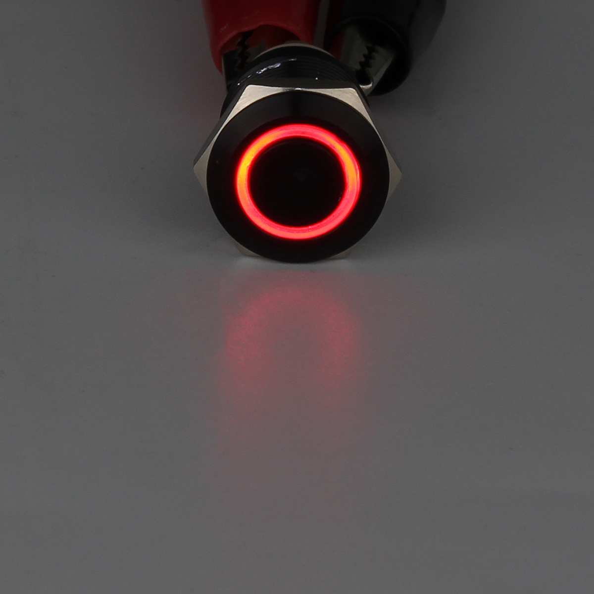 Negro, 4 pines, 12mm, luz LED, botón pulsador de Metal, interruptor momentáneo impermeable, 12V, interruptores para coche, electrónica: Rojo