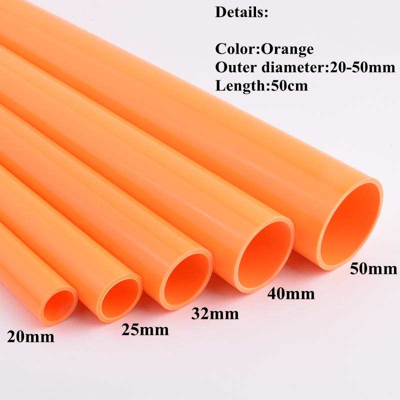 50cm PVC Water Pipe 25~50mm Red/Orange/Blue/Purple Aquarium Fish Tank Water Supply Pipeline Garden Irrigation Household PVC Pipe: Yellow / 1''