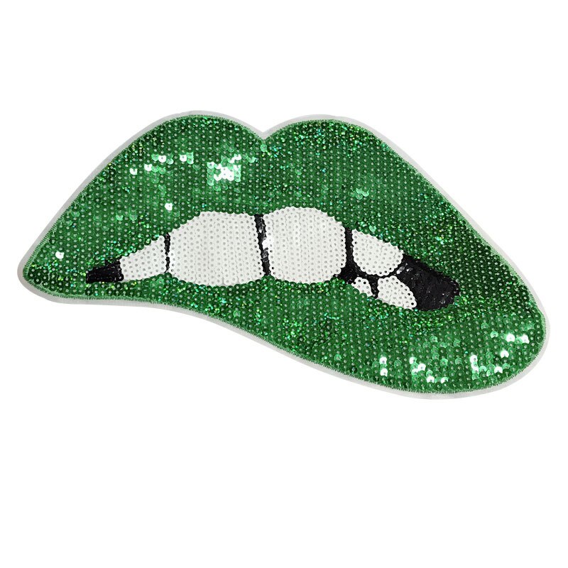Personality Big Sexy Lips Sequin Patch Iron on Patches for Clothing Heat Transfer for T-shirt Badges Applications DIY Appliques