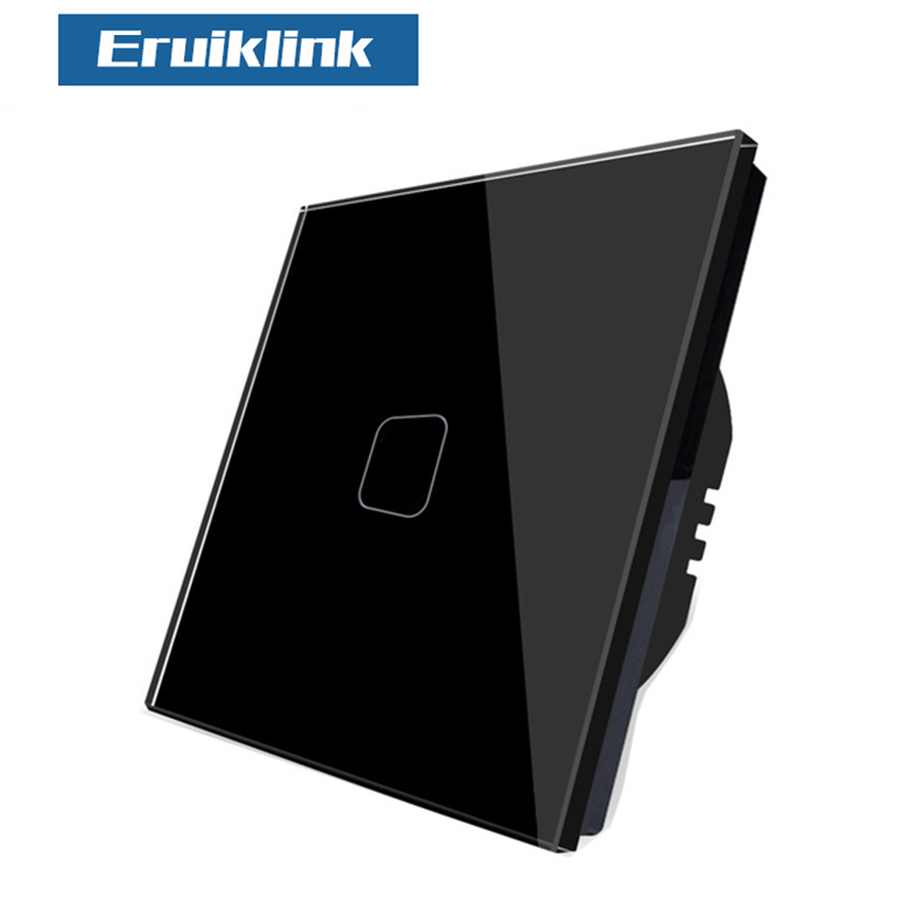 EU/UK Standard Touch Switch Crystal Glass Panel 1 Gang 1 Way Touch Light Switch, Glass Panel Touch Screen Switch,AC110V-250V