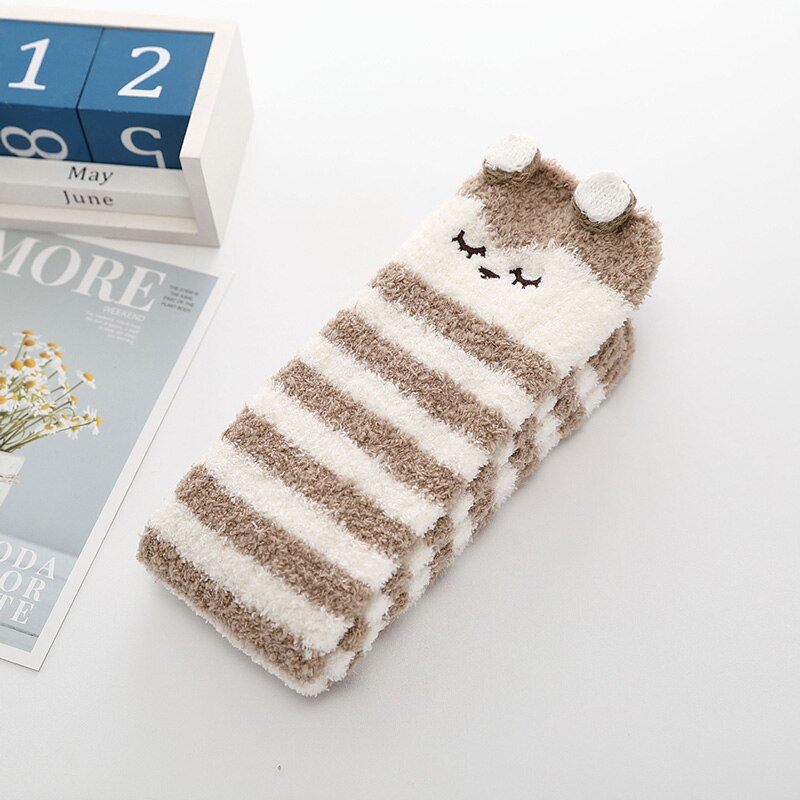 Sokk-chaussettes pour bébés | En molleton de corail, chaussettes à rayures de points, chaussettes pour enfants, chaussettes d'hiver et chaudes, pour bébés garçons et nourrissons, chaussettes tubulaires longues: style 5