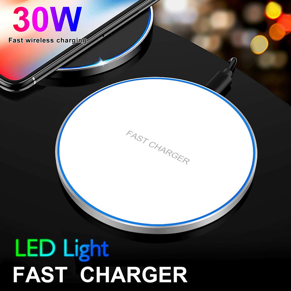 Caricabatterie Wireless Qi 30W per iPhone 13 12 11 Pro Xs Max Mini X Xr induzione Pad di ricarica Wireless veloce per Samsung S10 S20 S21