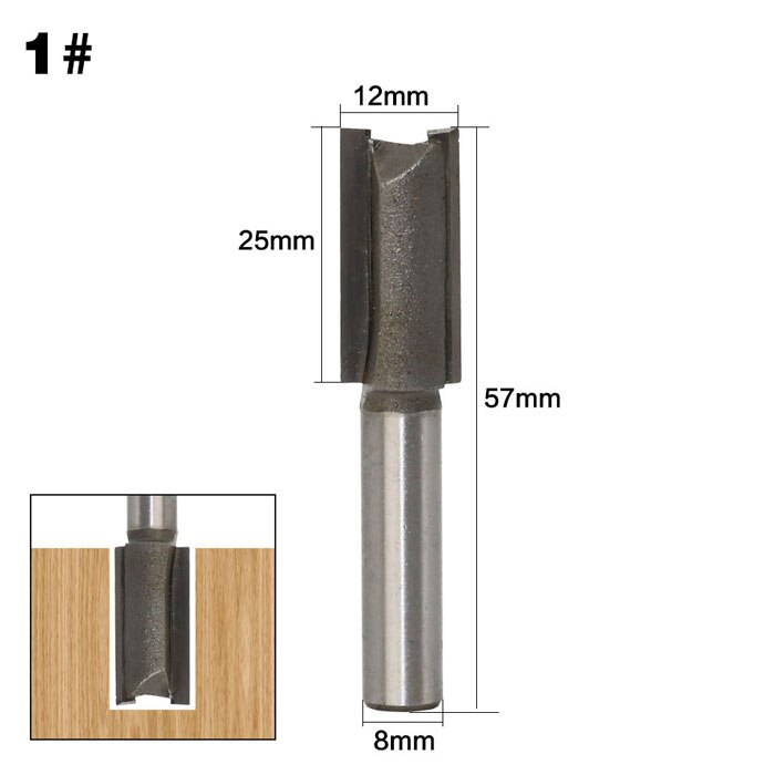 1pc 8mm Shank Straight Long Blade Flush Trim Wood Router Bit Industrial Grade Two Flute Woodworking Milling Cutter