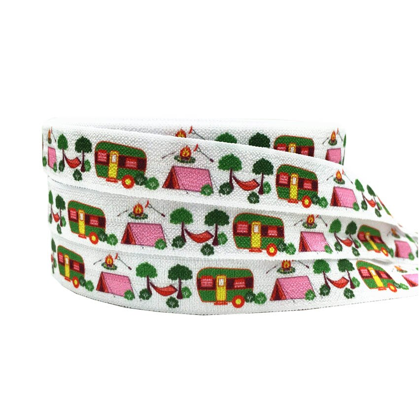 Cinta elástica plegable con estampado de coches Camper, cintas para el pelo de 5/8 &quot;y 16mm, accesorios para la cabeza: P1023