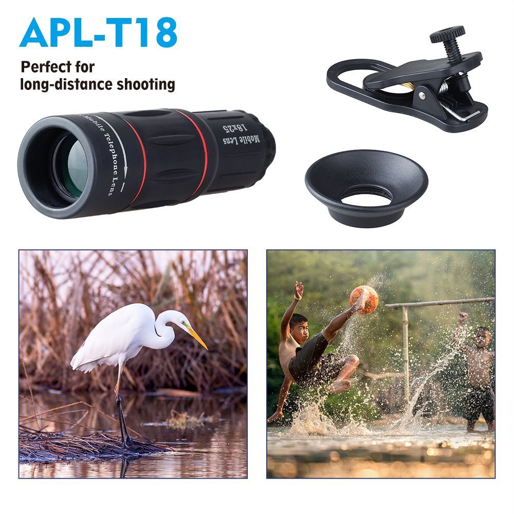 Lente teleobjetivo de un solo barril, cámara externa, adecuado para teléfonos móviles, telescopios, grabación de conciertos, 18 veces, 1pc