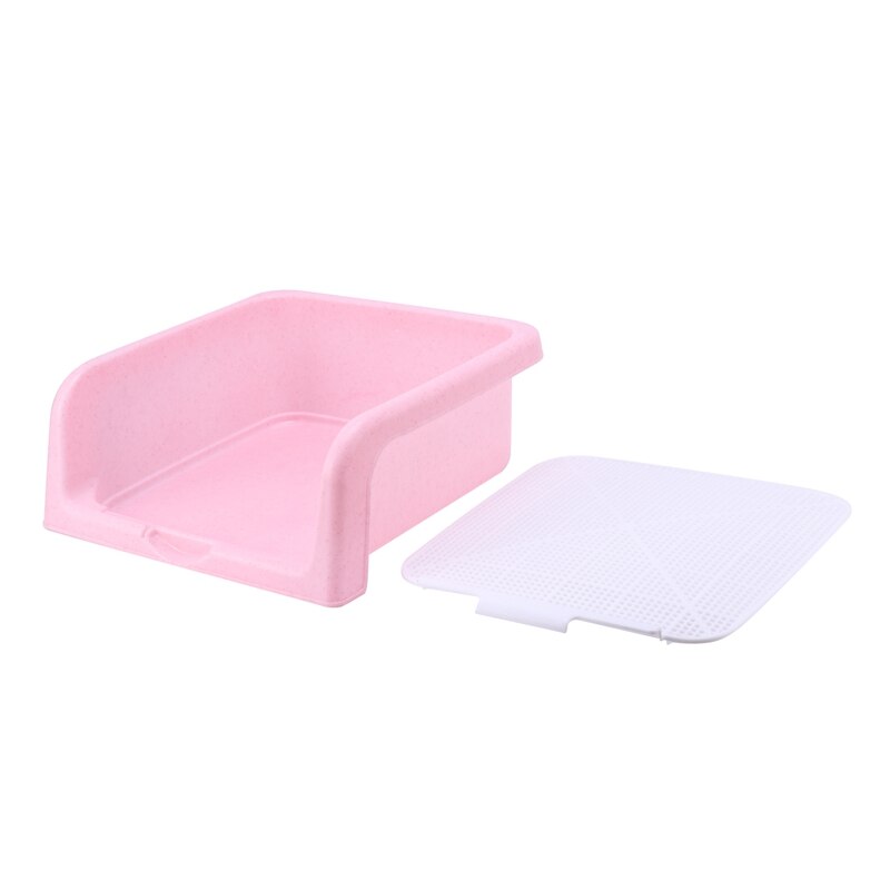 Bandeja con rejilla para inodoro portátil para perros y gatos con columna, cuenco para orinal, inodoro de entrenamiento para orinar, producto para mascotas fácil de limpiar (rosa)
