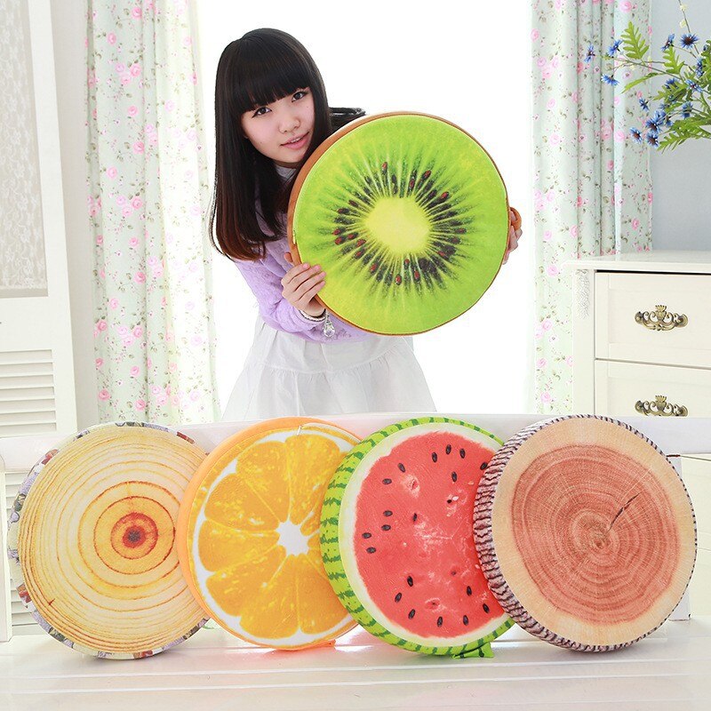 [Grappige] 40 Cm 3D Fruit Oranje/Kiwi/Watermeloen/Stump Katoen Speelgoed Pop Model Kantoor Sofa auto Kussen Pluche Knuffel Hold Kussen